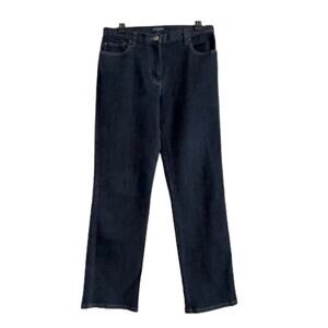 Ann Taylor Stretch Dark Wash Low Rise Straight Wide Leg Denim Jeans Size 8R